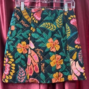 FARM Rio Vibrant Floral Mini Skirt - Black, Green, Pink, Orange